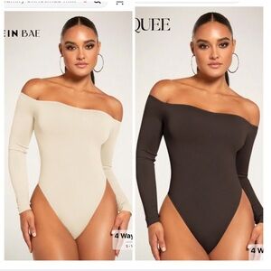 NWOT SHEIN Off-Shoulder Bodysuit - Black and Cream